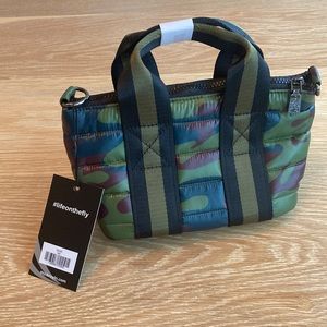 NWT Think Royln Lil Mama Bag olive jacquard textile, 10”W X 6”H X 3”